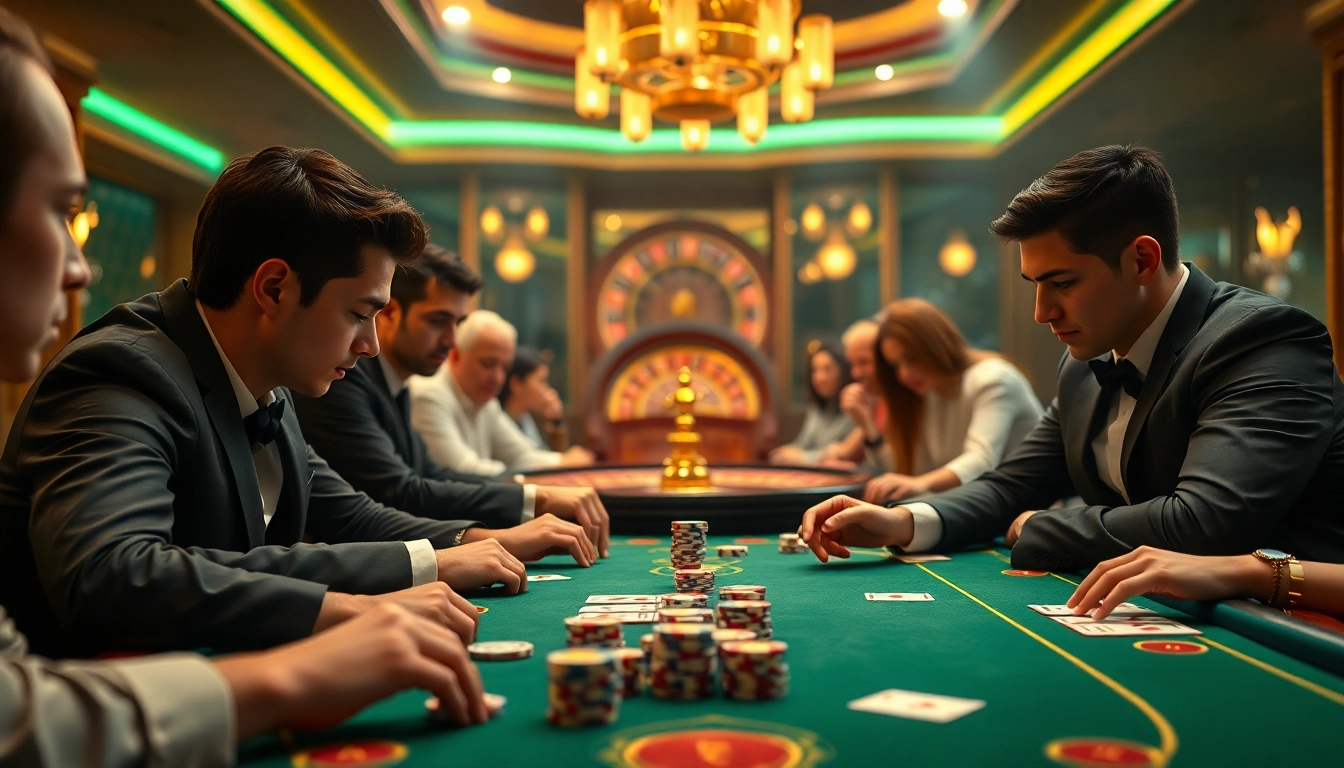 Engaged players at 88FC.COM's luxurious poker table amid excitement and high stakes.