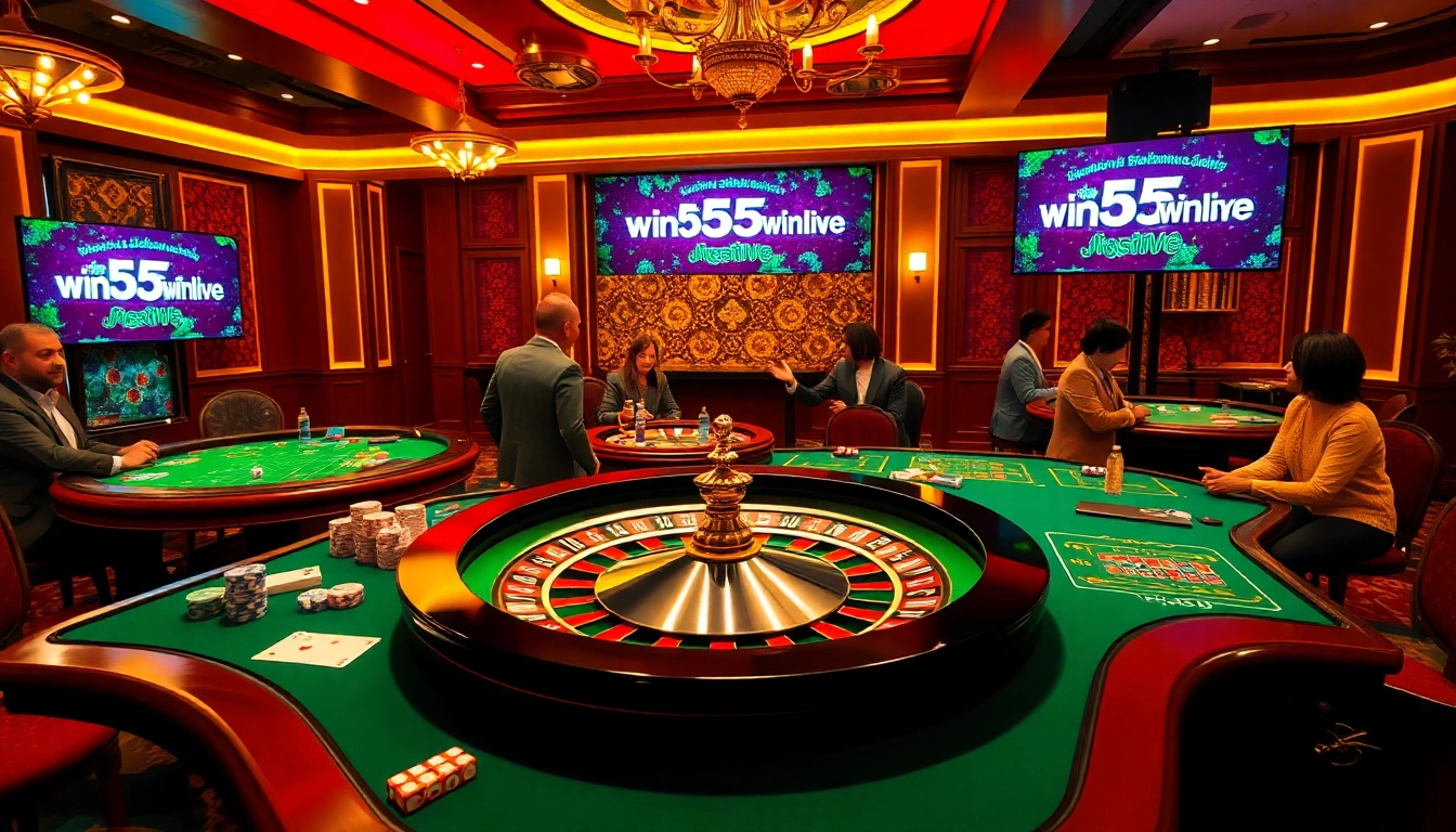Gamble strategically at win55win.live with vibrant casino tables and dynamic roulette wheels.