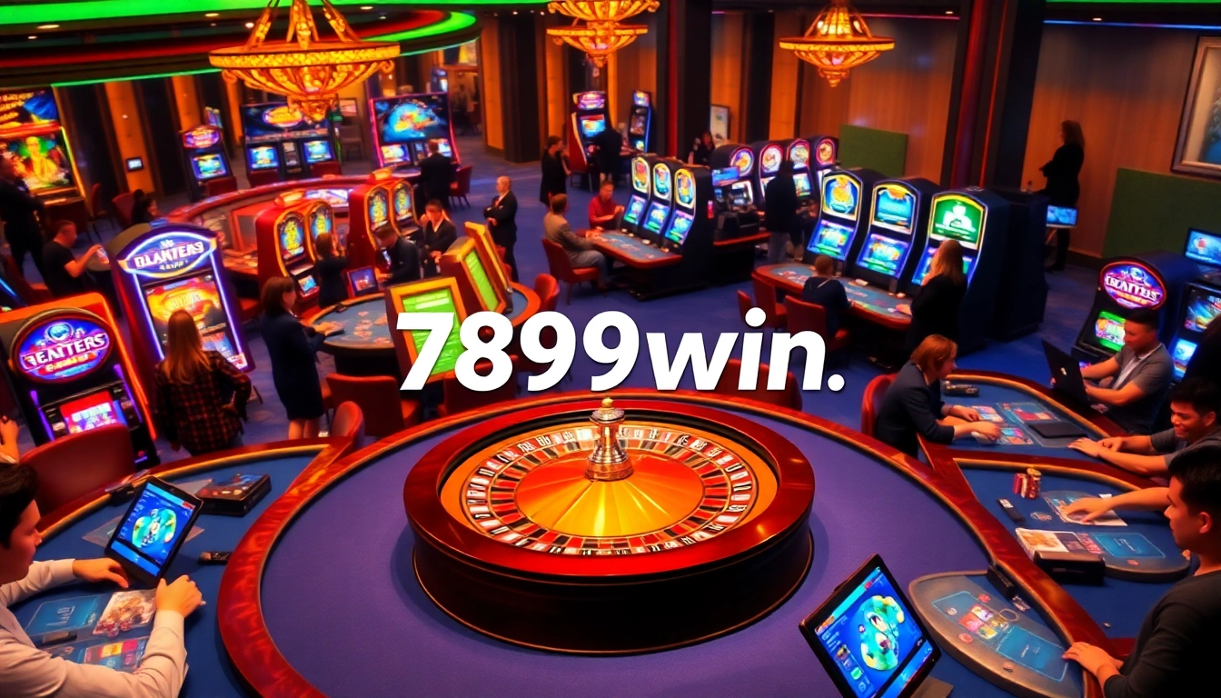 Experience the excitement of betting at 789win. com with lively casino tables and vibrant slot machines.