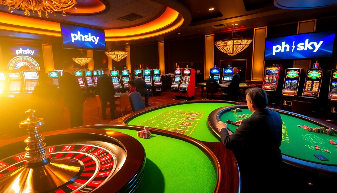 PHSKY players enjoying exciting games at a luxurious casino table with vibrant visuals.