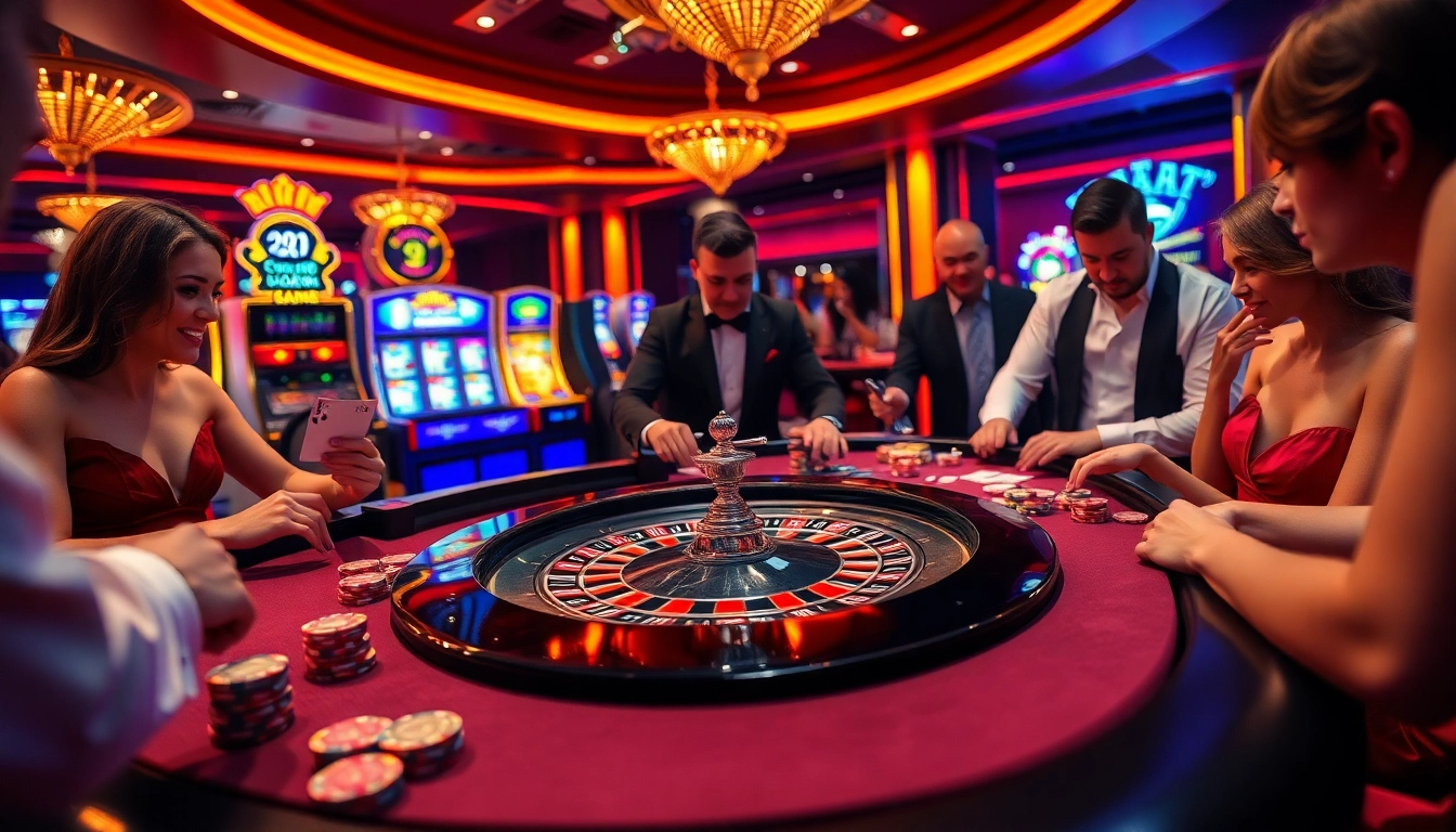 Experience high-stakes gaming at 69vn.gb.net with vibrant casino tables and excited players.