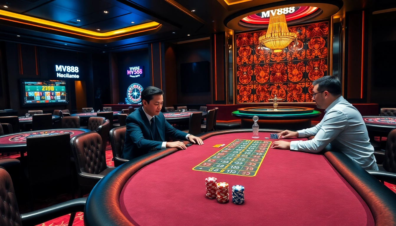 Experience the thrill of MV888 casino gaming with professional players at the table.