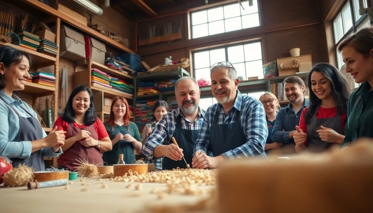 Engaging students participating in craft training programs in a creative workshop.