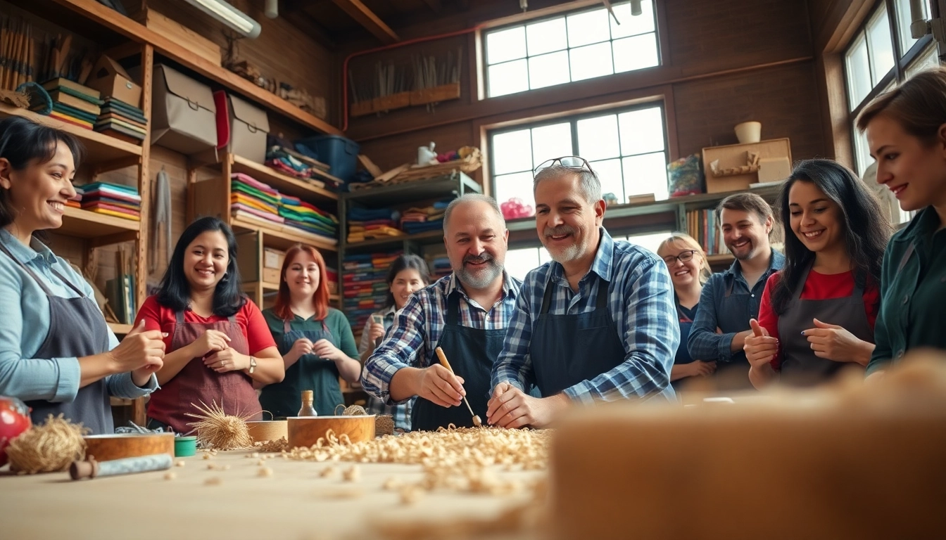 Engaging students participating in craft training programs in a creative workshop.
