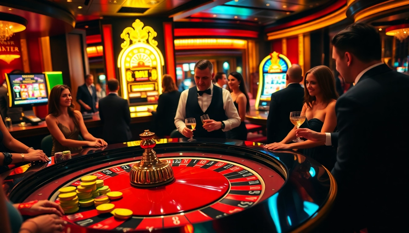 Players enjoying the excitement of roulette and slots at https://tintuceva.net/ casino scene.