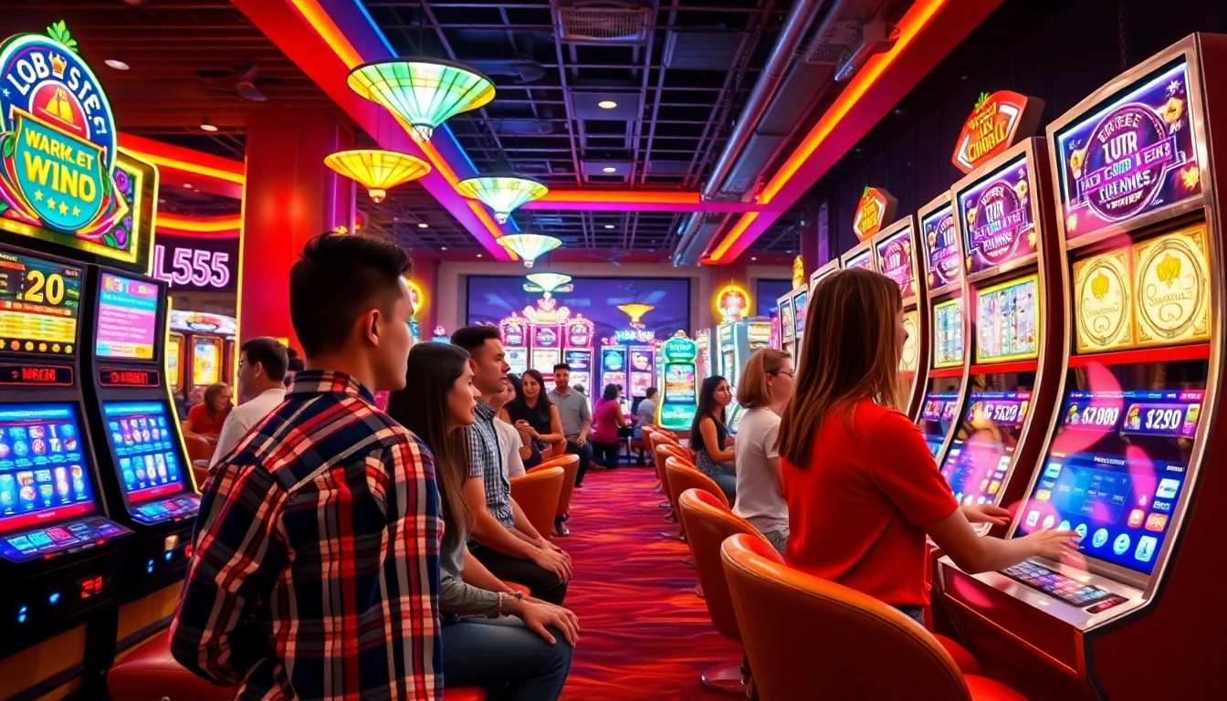 Players enjoying an exciting online gaming experience at https://bl555.co.uk/ in a vibrant casino setting.