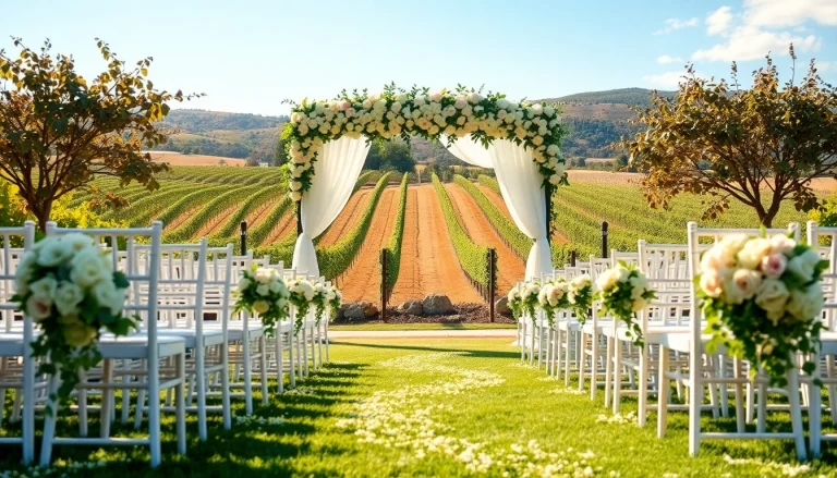 Beautiful wedding venues sacramento with elegant floral arrangements and outdoor ceremony setup.