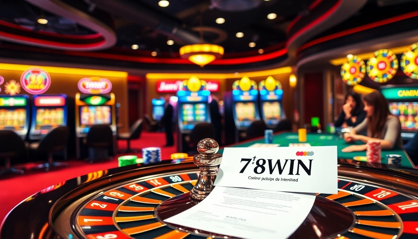 Experience the excitement of 78WIN at a luxurious casino table with chips and cards.