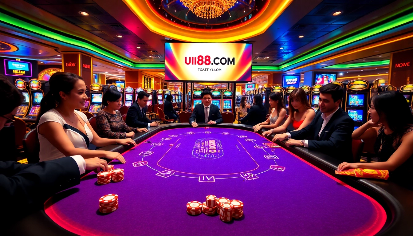 Betting excitement at UU88.COM casino with thrilling games and a vibrant atmosphere.