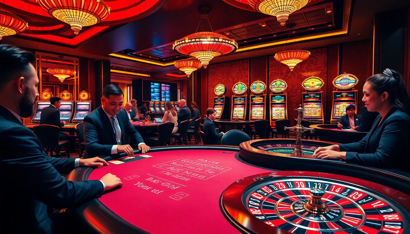 Exciting casino scene with players enjoying the game 789win at a stylish blackjack table.